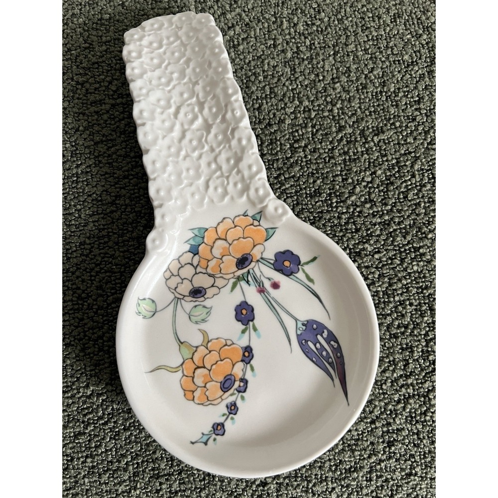 Anthropologie Turkuaz Kitchen Betül Floral Ceramic Spoon Rest Posy Boho Whimsy